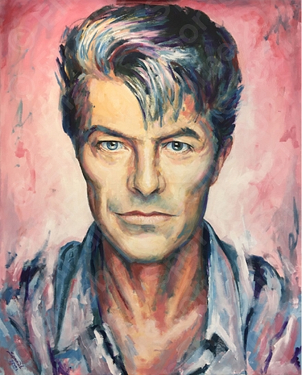 Portrait of David Bowie (Music Icons series), by Elizabeth Sporne, oil on canvas 24x30in