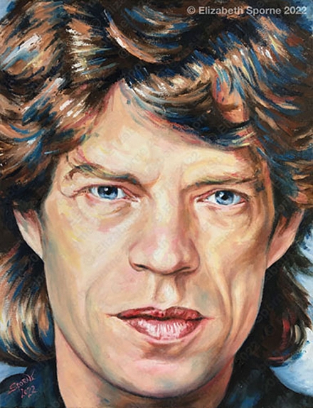 Portrait of Mick Jagger (Music Icons series), by Elizabeth Sporne, oil on canvas 18x24in