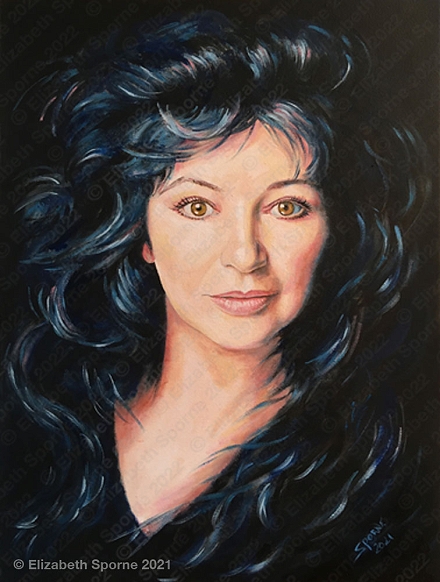 Portrait of Kate Bush (Music Icons series), by Elizabeth Sporne, oil on canvas 18x24in