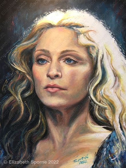 Portrait of Madonna (Music Icons series), by Elizabeth Sporne, oil on canvas 18x24in