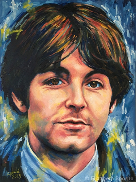 Portrait of Paul McCartney (Music Icons series), by Elizabeth Sporne, oil on canvas 18x24in