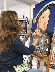 Elizabeth Sporne painting Henry VIII oil on canvas (after Holbein), commissioned by Athelhampton House