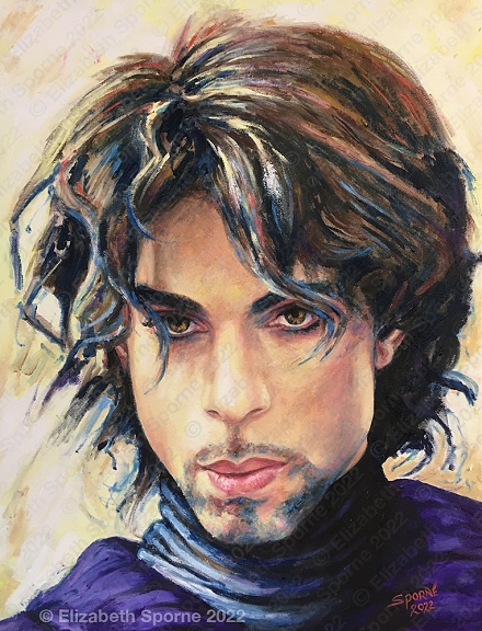 Portrait of Prince (Music Icons series), by Elizabeth Sporne, oil on canvas 18x24in