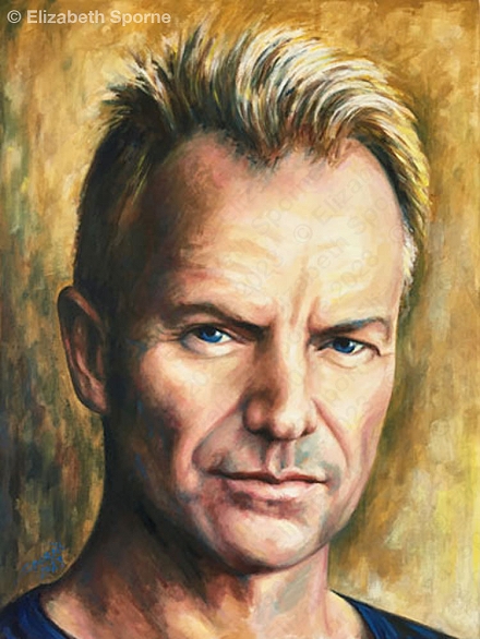 Portrait of Sting (Music Icons series), by Elizabeth Sporne, oil on canvas 18x24in
